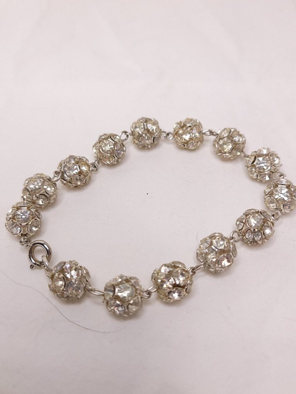 Vintage Rhinestone Ball Bracelet